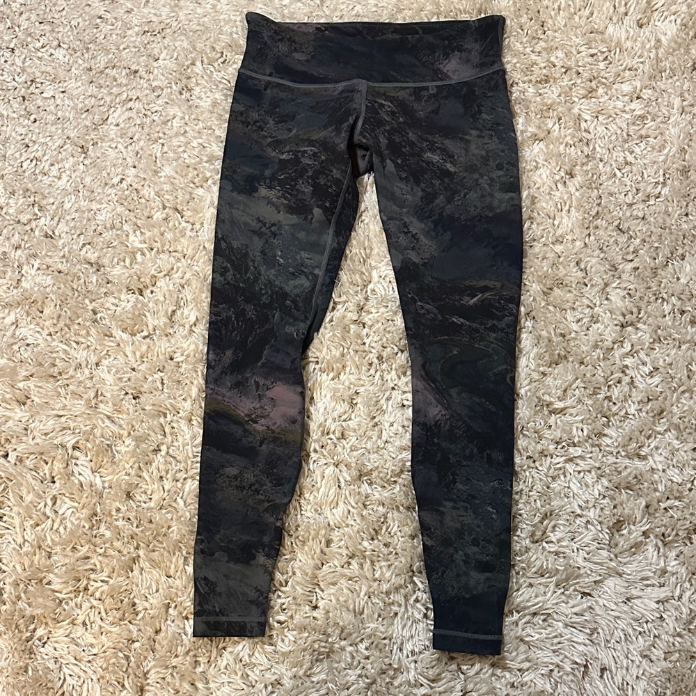 Lululemon Wunder Under Radiant Muti Marble Printed Leggings Sz 8